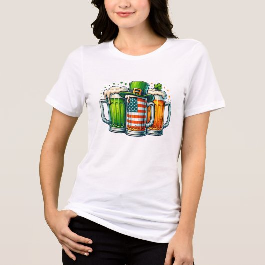 Iers Bier Ierland St. Patrick's Dag Drankfeest Tri-Blend Shirt (Voorkant)