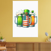 Iers Bier Ierland St Patricks Dag Drankfeestje Canvas Afdruk (Insitu (Woonkamer))