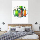 Iers Bier Ierland St Patricks Dag Drankfeestje Canvas Afdruk (Insitu (Slaapkamer))
