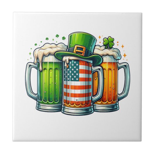 Iers Bier Ierland St Patricks Dag Drankfeestje Tegeltje (Voorkant)
