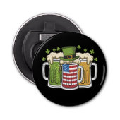 Iers Bier Ierland USA Amerikaanse Vlag St. Patrick Button Flesopener (Voorkant)