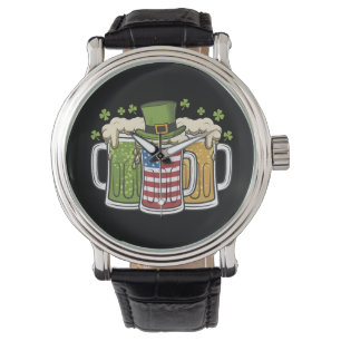 Iers Bier Ierland USA Amerikaanse Vlag St. Patrick Horloge