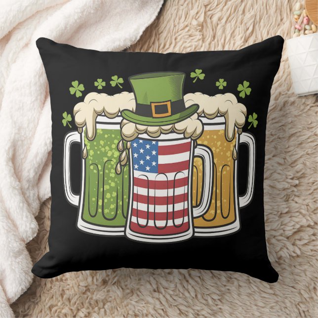 Iers Bier Ierland USA Amerikaanse Vlag St. Patrick Kussen (Deken)