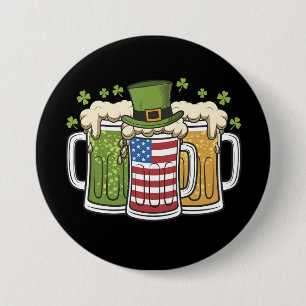 Iers Bier Ierland USA Amerikaanse Vlag St. Patrick Ronde Button 7,6 Cm