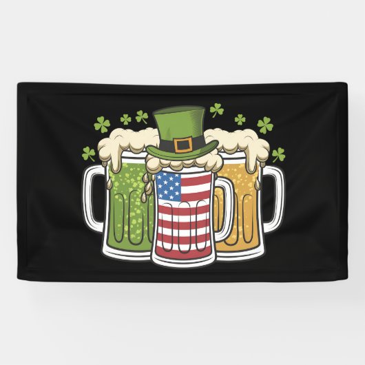 Iers Bier Ierland USA Amerikaanse Vlag St. Patrick Spandoek (Horizontaal)