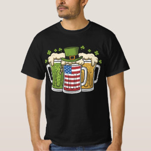 Iers Bier Ierland USA Amerikaanse Vlag St. Patrick T-shirt