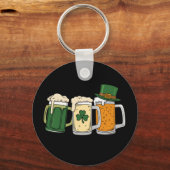 Iers Bier Ierland Vlag St. Patrick's Dag Shamrock Sleutelhanger (Voorkant)