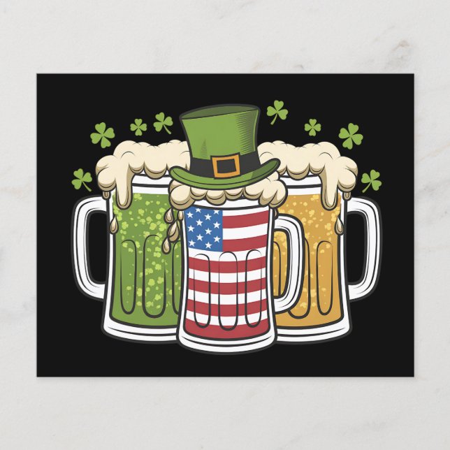 Iers Bier Ierland VS Amerikaanse Vlag St. Patrick' (Voorkant)