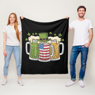 Iers Bier Ierland VS Amerikaanse Vlag St. Patrick' Fleece Deken
