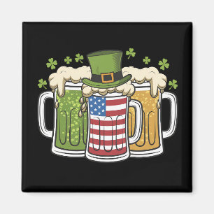 Iers Bier Ierland VS Amerikaanse Vlag St. Patrick' Magneet