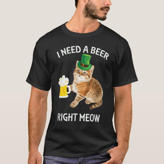 Iers Bier Kat T-shirt St. Patrick's Dag Drinken (Voorkant)