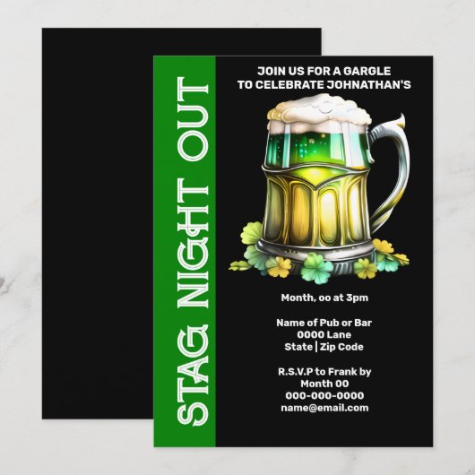 Iers bier mok 3D shamrock zwart goud groen Kaart (Voorkant / Achterkant)