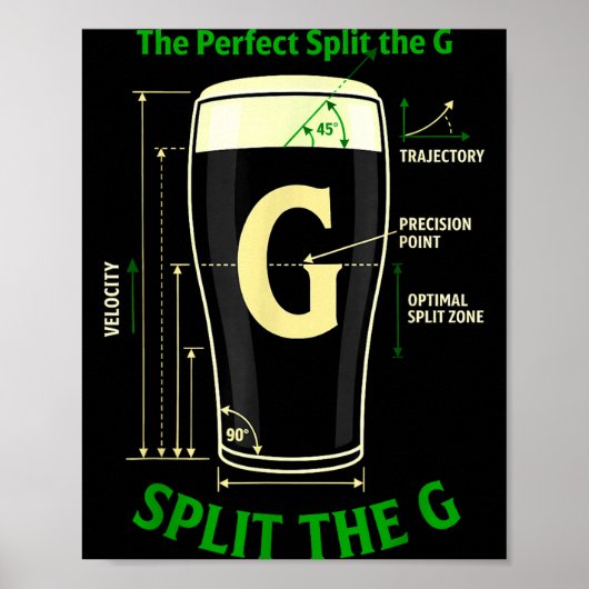 Iers bier split de g shamrock st patrick's dag poster (Voorkant)