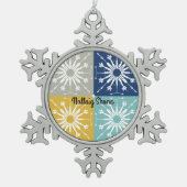 Iers blauw en goud tin sneeuwvlok ornament (Voorkant)