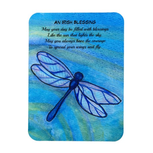 Iers Blessing Brave Blue Dragonfly Inspirerend Magneet (Verticaal)