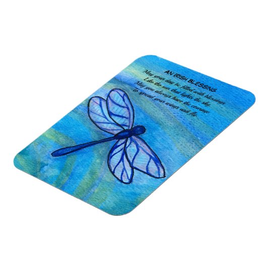 Iers Blessing Brave Blue Dragonfly Inspirerend Magneet (Linkerzijde)