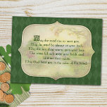 Iers Blessing Briefkaart<br><div class="desc">Traditionele Ierse zegen in Keltische stijl tekstlettertype op een perkamentlabel met een zacht ondoorzichtig afbeelding van het Ierse platteland op groene argyle-achtergrond.</div>