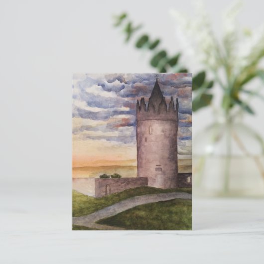 Iers Briefkaart voor de waterverf van kasteel en l (Staand voorkant)