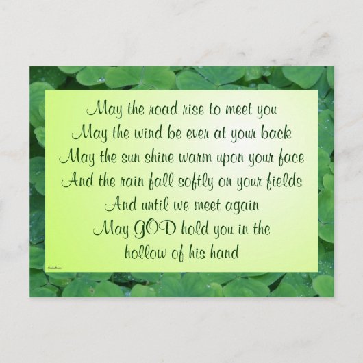 Iers briefkaart voor zegen (Voorkant)