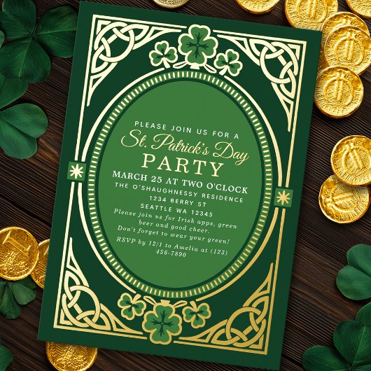Iers-Celtisch St. Patrick's Day-feest Folie Uitnodiging