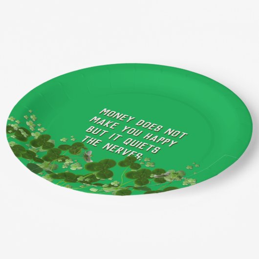 Iers citaat met shamrocks papieren bordje (Gekanteld)