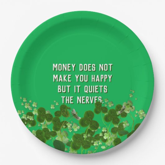 Iers citaat met shamrocks papieren bordje (Voorkant)