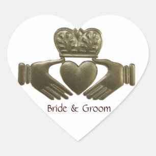 Iers Claddagh hart Gouden Huwelijkszegels Sticker