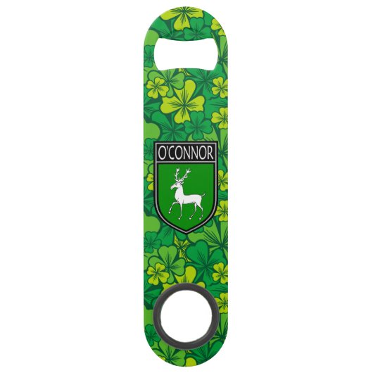 Iers - Clan O'Connor Crest & Shamrock Speed Flessenopener (Voorkant)