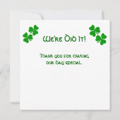 Iers Dank u bruiloft Verloving Shamrock Bedankkaart (Achterkant)