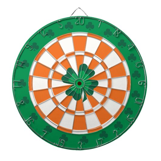 Iers dartboard: Shamrock Green, Oranje en wit Dartbord (Voorkant)