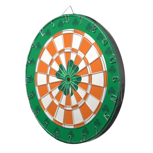 Iers dartboard: Shamrock Green, Oranje en wit Dartbord (Voorkant Rechts)