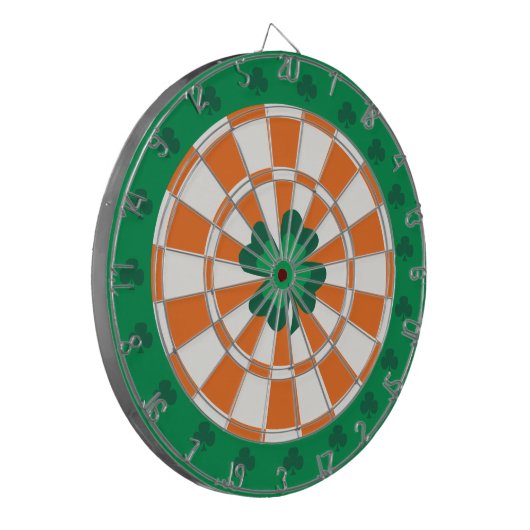 Iers dartboard: Shamrock Green, Oranje en wit Dartbord (Voorkant Links)