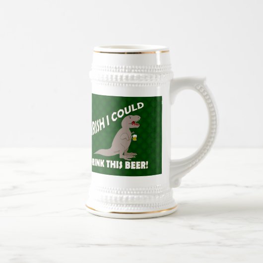 Iers dat ik deze bier kon Drinken, grappige T-Rex Bierpul (Rechts)