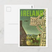 Iers dorp, celkruis, vintage-reizen briefkaart (Voorkant / Achterkant)