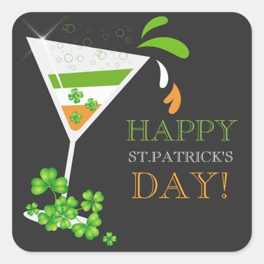 Iers Drink Team Shamrock Cocktail Stickers (Voorkant)