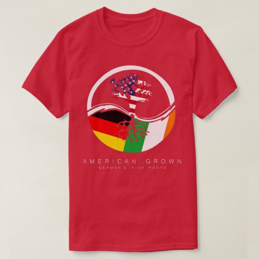 Iers Duits Roots American Groot met vlag T-shirt (Design voorkant)