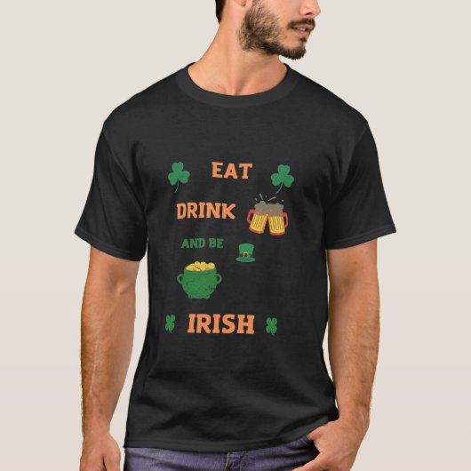 Iers eet en drink bier t-shirt (Voorkant)