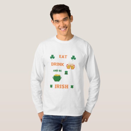 Iers eet en drink bier T-Shirt (Voorkant volledig)