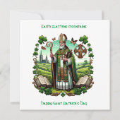 Iers erfgoed: Traditionele bisschop Saint Patrick' Feestdagenkaart (Voorkant)