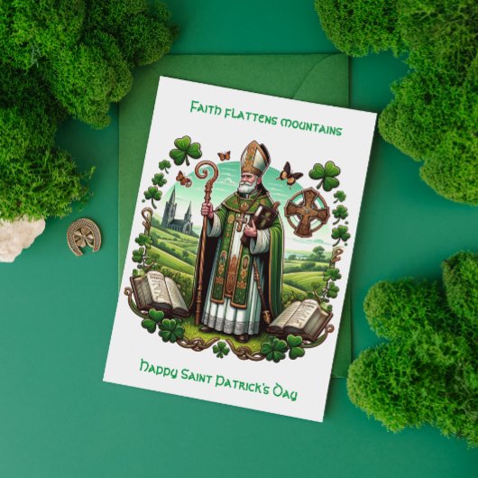 Iers erfgoed: Traditionele bisschop Saint Patrick' Feestdagenkaart