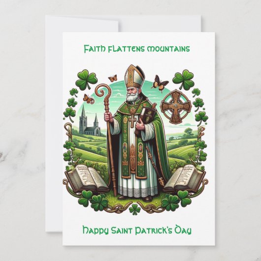 Iers erfgoed: traditionele bisschop Sint-Patrick Feestdagenkaart (Voorkant)
