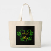 Iers Floral hart in zwart Grote Tote Bag (Achterkant)