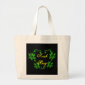 Iers Floral hart in zwart Grote Tote Bag (Voorkant)