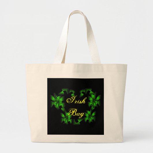 Iers Floral hart in zwart Grote Tote Bag (Voorkant)