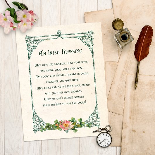 Iers gebak met Shamrocks en Rustisch Lijst Briefkaart