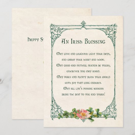  Iers gebak met Shamrocks en Rustisch Lijst Feestdagenkaart (Voorkant / Achterkant)