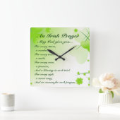 Iers gebed, hart en shamrocks vierkante klok (Huis)