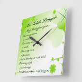 Iers gebed, hart en shamrocks vierkante klok (Hoek)