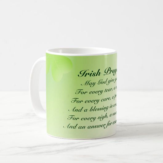 Iers gebed met Shamrocks en Hearts Mok (Voorkant links)