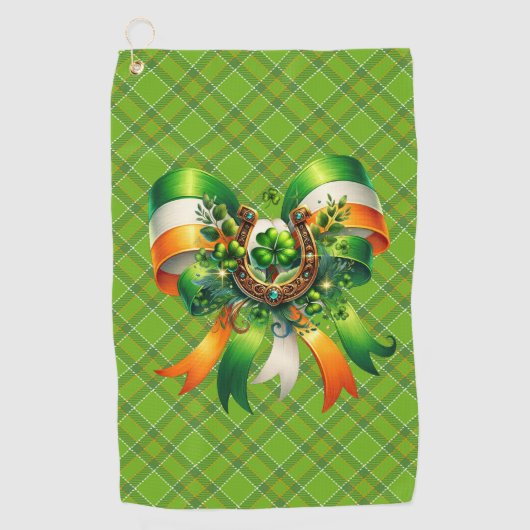 Iers Geluk Groen Geruit Golfhanddoek (Voorkant)